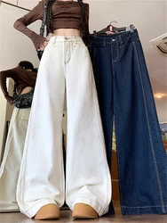 Slim Wide Leg Denim Jeans Women High Waist Flattering High Rise Floor Length Pants Covering Hip in Light Tawny Color