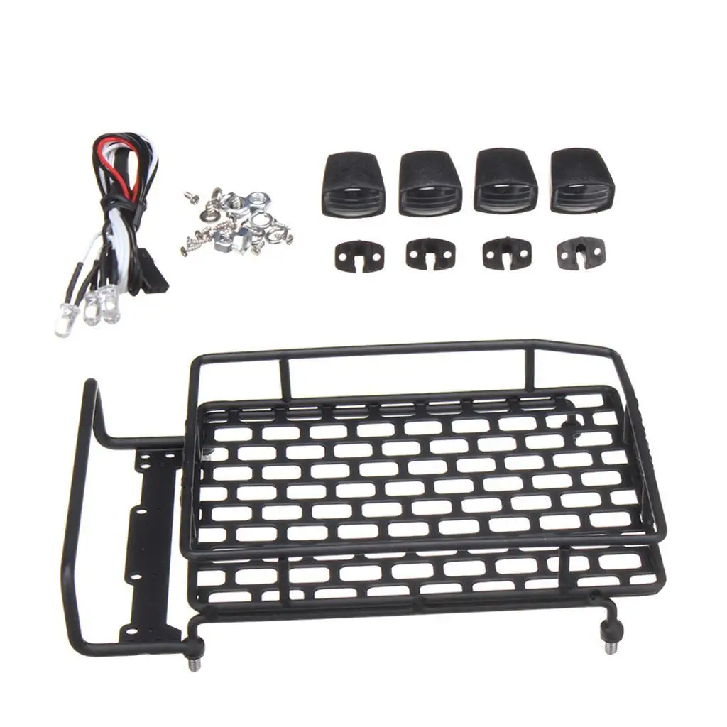 Portapacchi con 4 barre luminose a LED per veicoli RC 1:10th Rock Crawler Rally