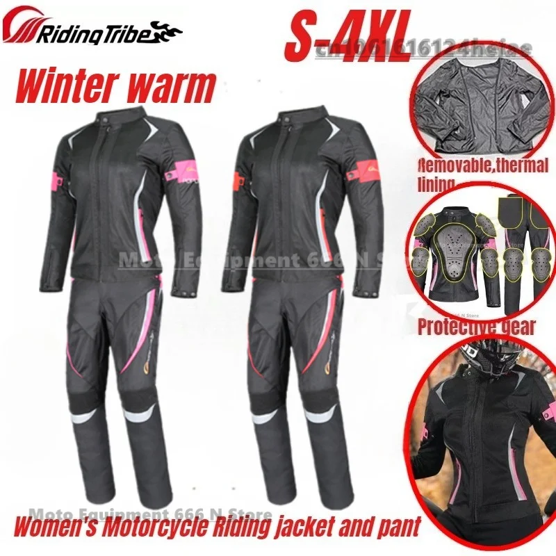 

Зимние женские мотоциклетные костюмы Cycling Tribe, водонепроницаемая теплая мотоциклетная куртка, полный комплект защитного снаряжения