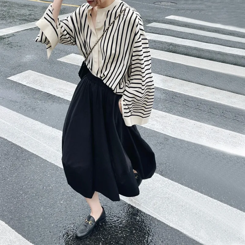 

Withered Striped Silk Shirt With A Design Sense Of Mulberry Silk Loose Long Sleeved Shirt For Spring And Summer