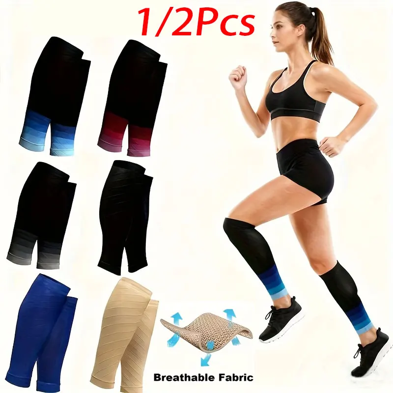 1 Stück/2 Stück Waden-Kompressionsmanschette für Damen und Herren, Farbverlauf-Kompressionssocken für Outdoor-Sportarten für Läufer