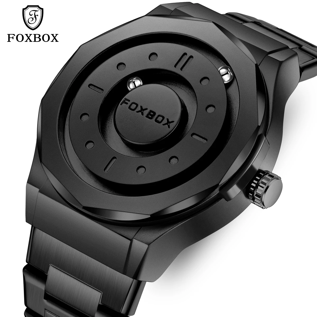 

FOXBOX новые брендовые роскошные мужские часы с прокруткой, магнитные часы, кварцевые наручные часы, водонепроницаемые спортивные мужские часы, reloj hommes + коробка