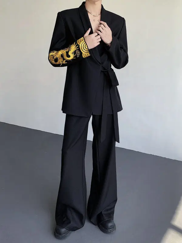 Men's 2025 Spring Autumn Tailored Coats New Chinese Style Suit Jackets Men's High-end Trend Embroidered Long Sleeve Chic Blazers