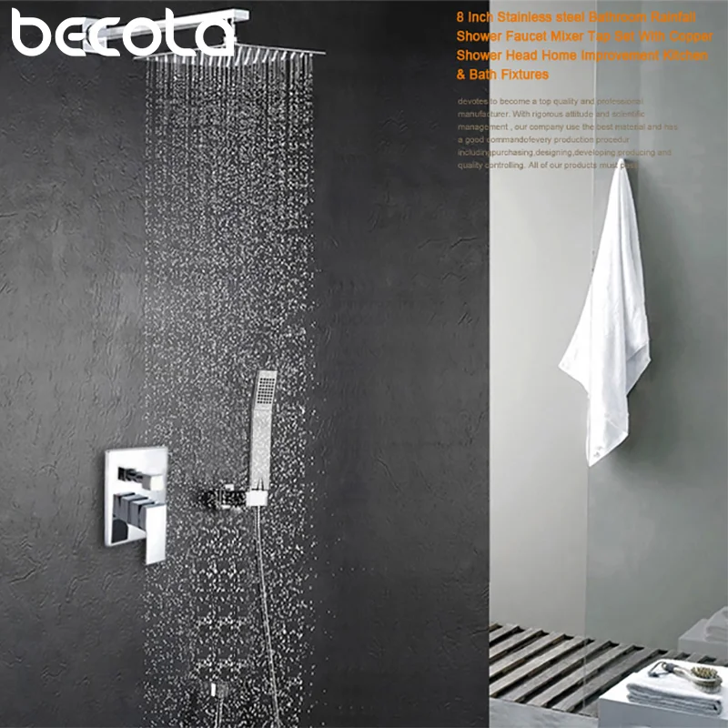 

Becola Luxury 8-10-12-16 Inch Stainless Steel Bathroom Rain Shower Faucets Head Shower Set With Hand Shower