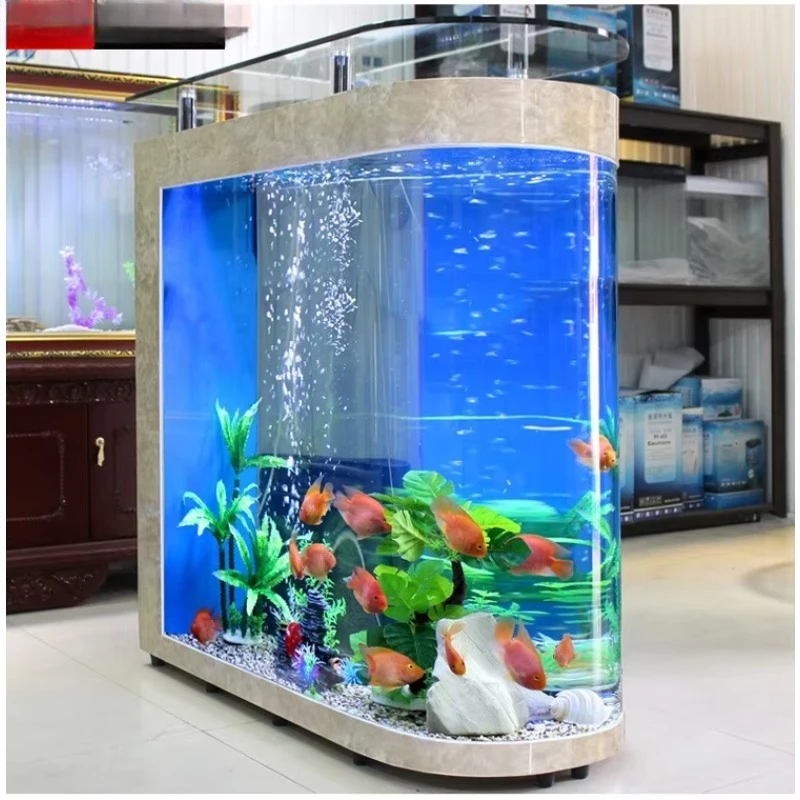 Transparent Rectangle Glass Modern Aquarium Fish Tank for Living Room Eco-friendly 200L-1000L