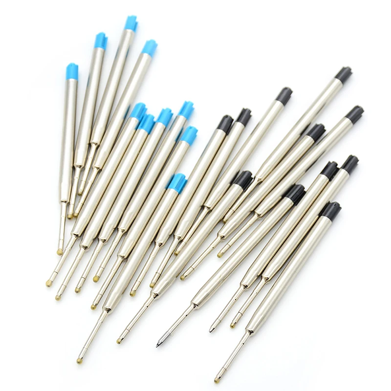 10Pcs 98mm Black blue metal ballpoint pen refill for school office gift pen hotel business nib medium