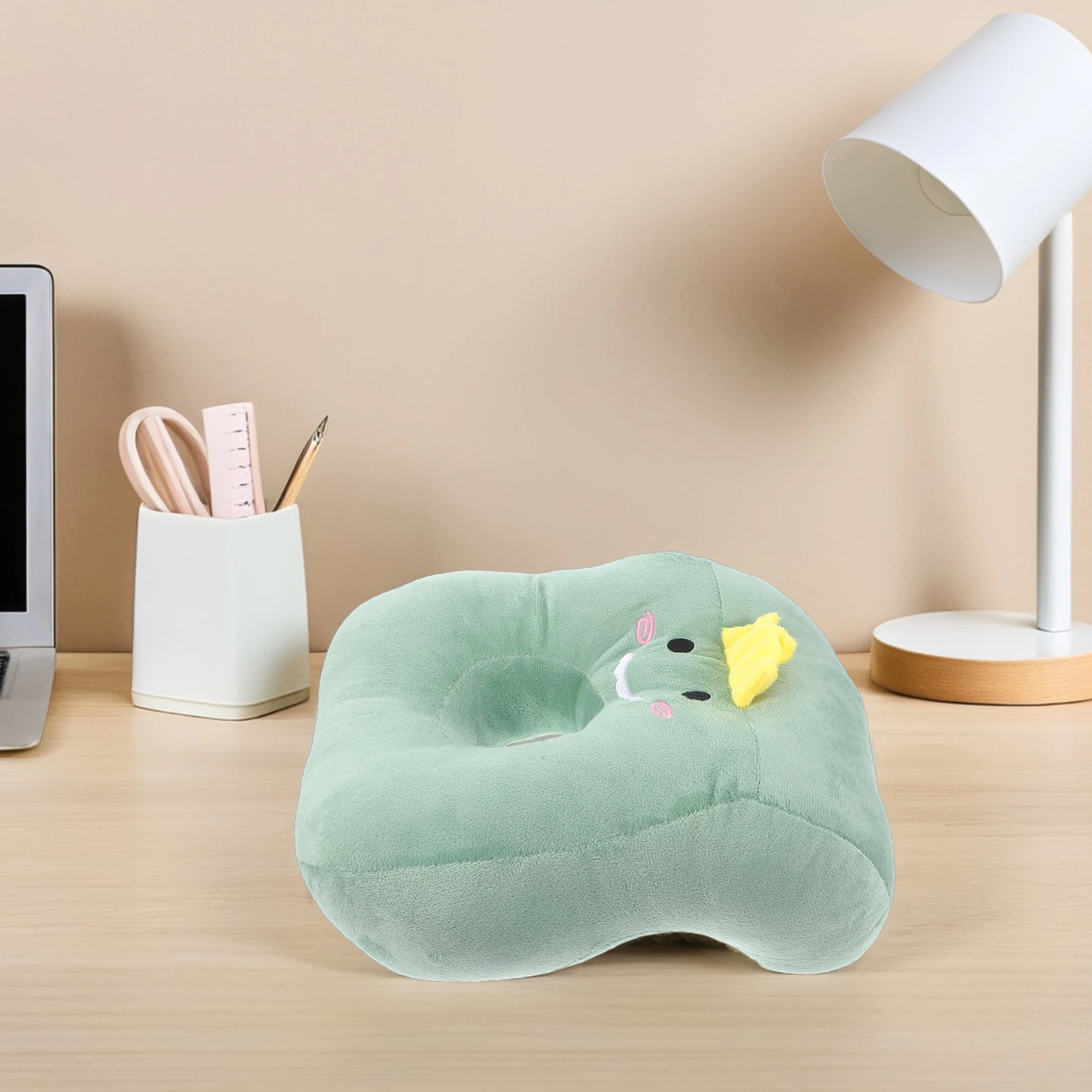 

Nap Pillow with Ear Holes Breathable Donut Shaped Cushion Office Desk Comfort Support Wear Resistant Ergonomic Travel Home Use