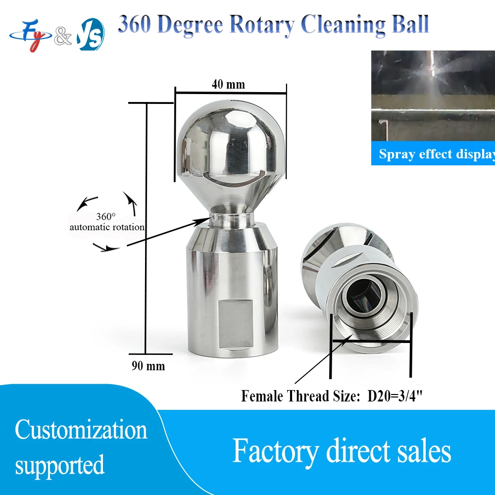 

360 Degree Rotary Cleaning Ball Nozzle 3/8"-2" BSPT Female Thread SS 316L Rotary Spray Ball CIP Tank Rotating Washing Nozzle