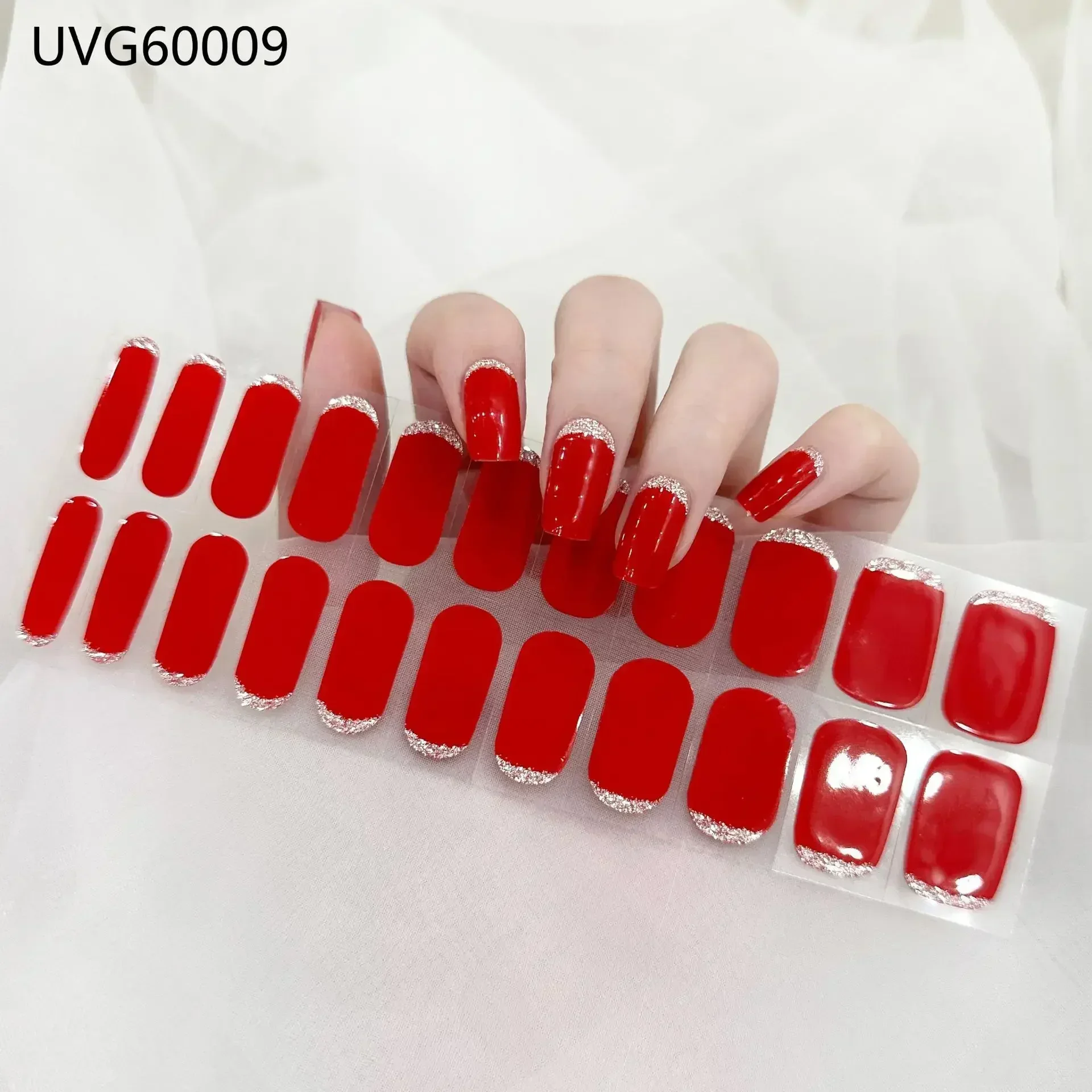 16/20/22 Tips Semi-Cured Gel-Nagel-Wraps, vollflächige Maniküre, DIY, wasserfest, langanhaltend, Gel-Nagel-Sticker-Set, für UV-Lampe erforderlich