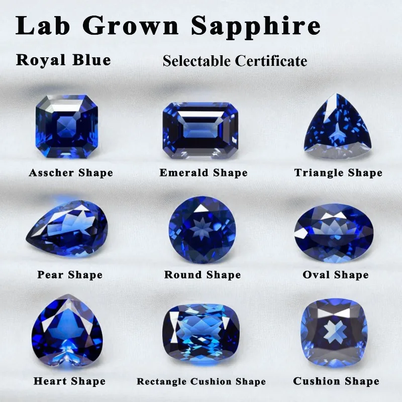 Lab Grown Sapphire Royal Blue Color Multiple Shape Charms Gemstones for Jewelry Setting&Custom Design Selectable Certificate