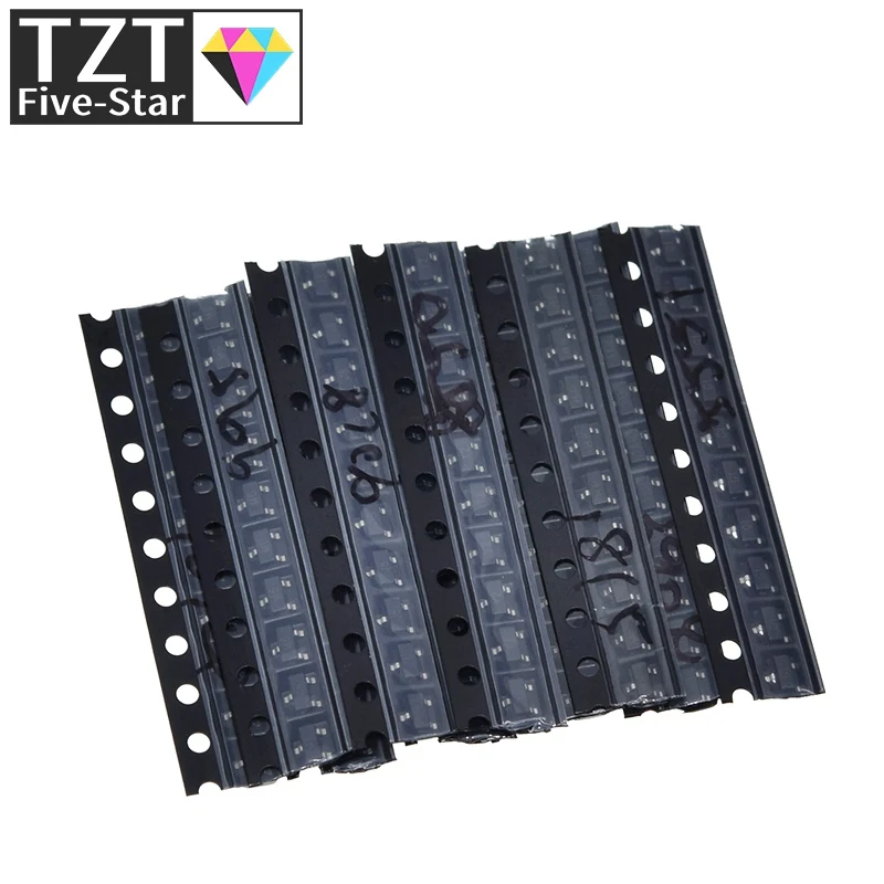 1/3 قطعة S9013 S9014 S9015 S9018 MMBT3904 MMBT3906 SS8050 SS8550 2N5551 2SC1815 إجمالي 10 أنواع X10 قطعة = 100 قطعة