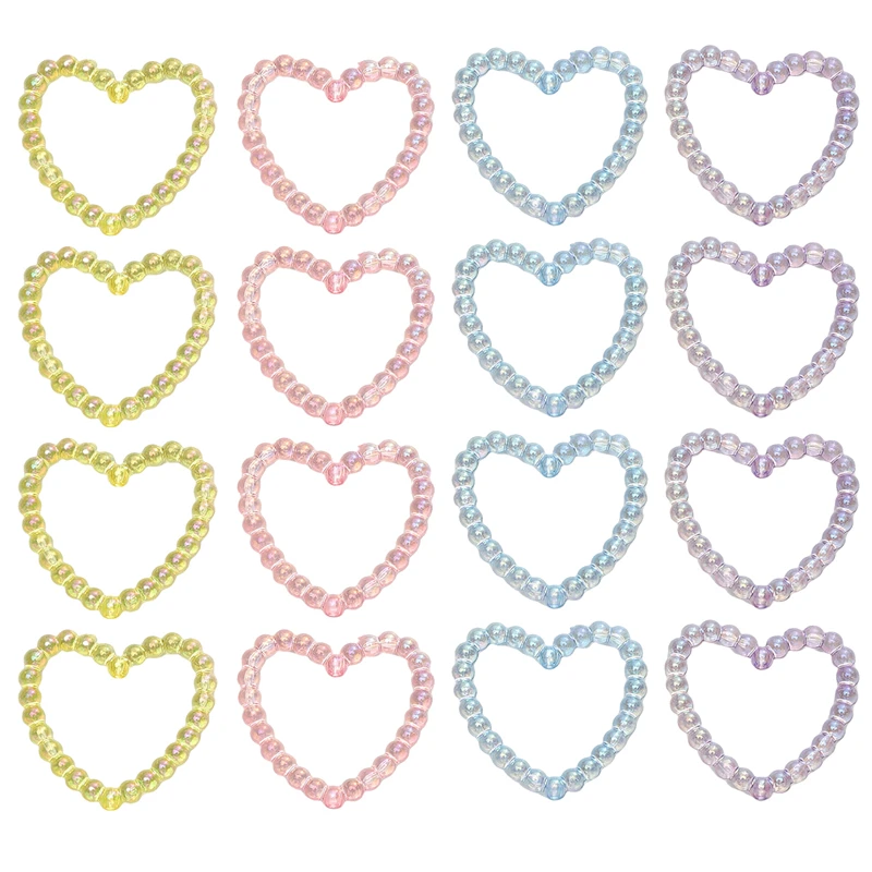 5-10pcs/lot Acrylic Beads AB Colorul Hollow Heart Shape Loose Beads For Handmade DIY Making Phone Chain Necklace Materials Gifts