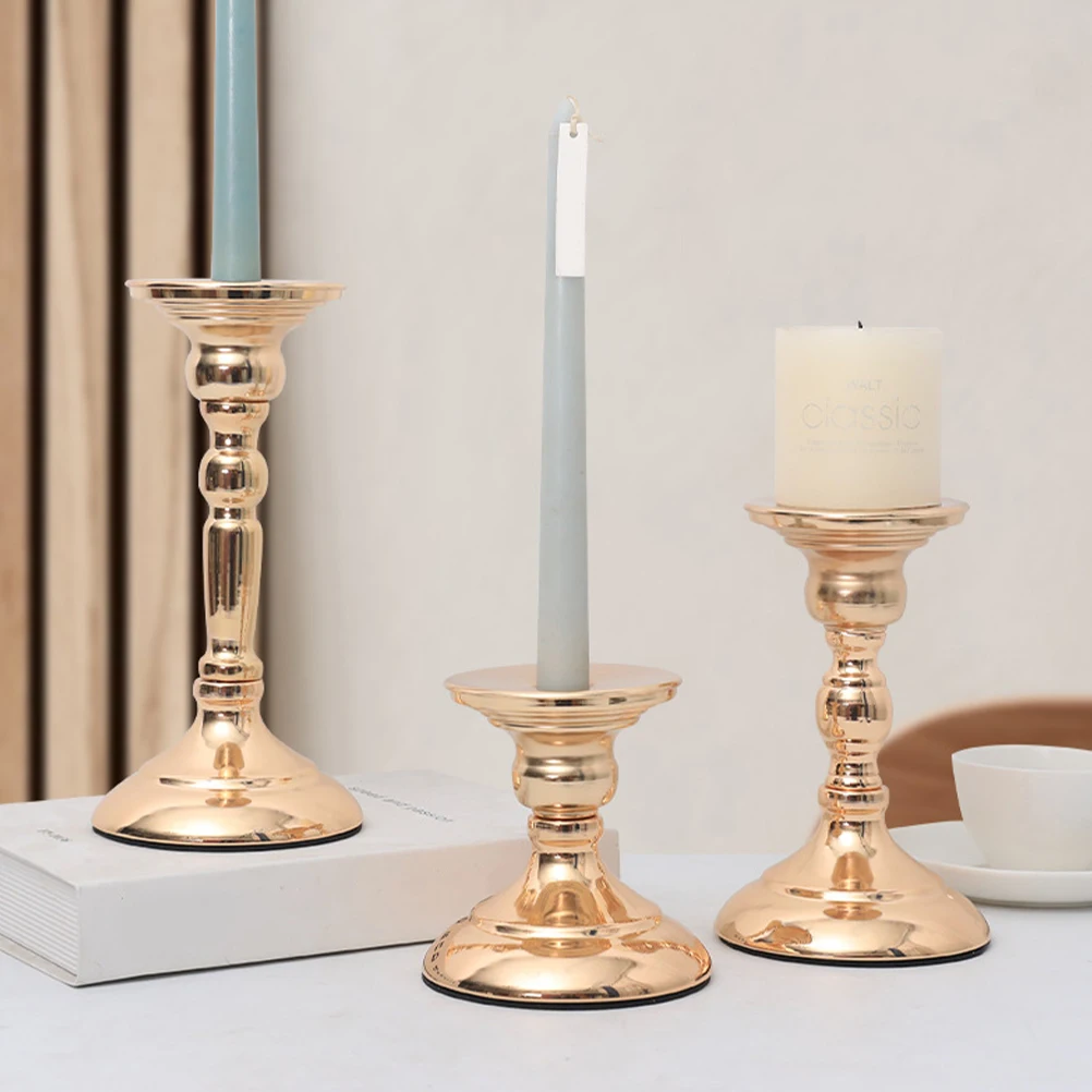 

Metal Candlestick Ornament Candlesticks Holders for Vintage Home Decor Retro Iron Decorations Desktop