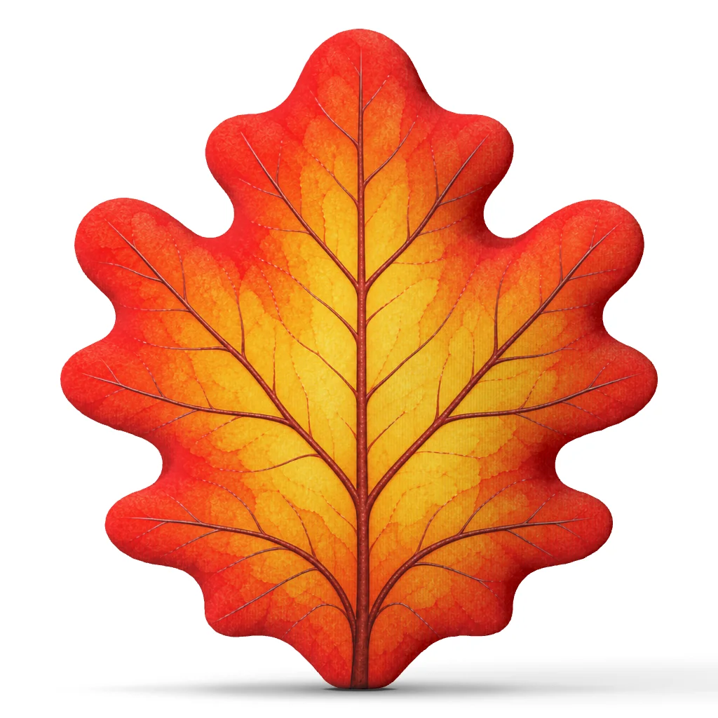 2D Flat Print Oak Leaves Throw Pillow Fall Foliage Cushion Thanksgiving Plush Shaped Pillow Seasonal Home Decor for Living Room