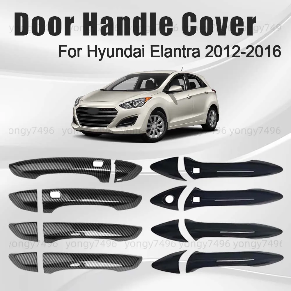 

Car Upgrade Carbon Fiber Glossy Black Silver Door Handle Cover For Hyundai Elantra 2012 2013 2014 2015 2016 Cars Accessories