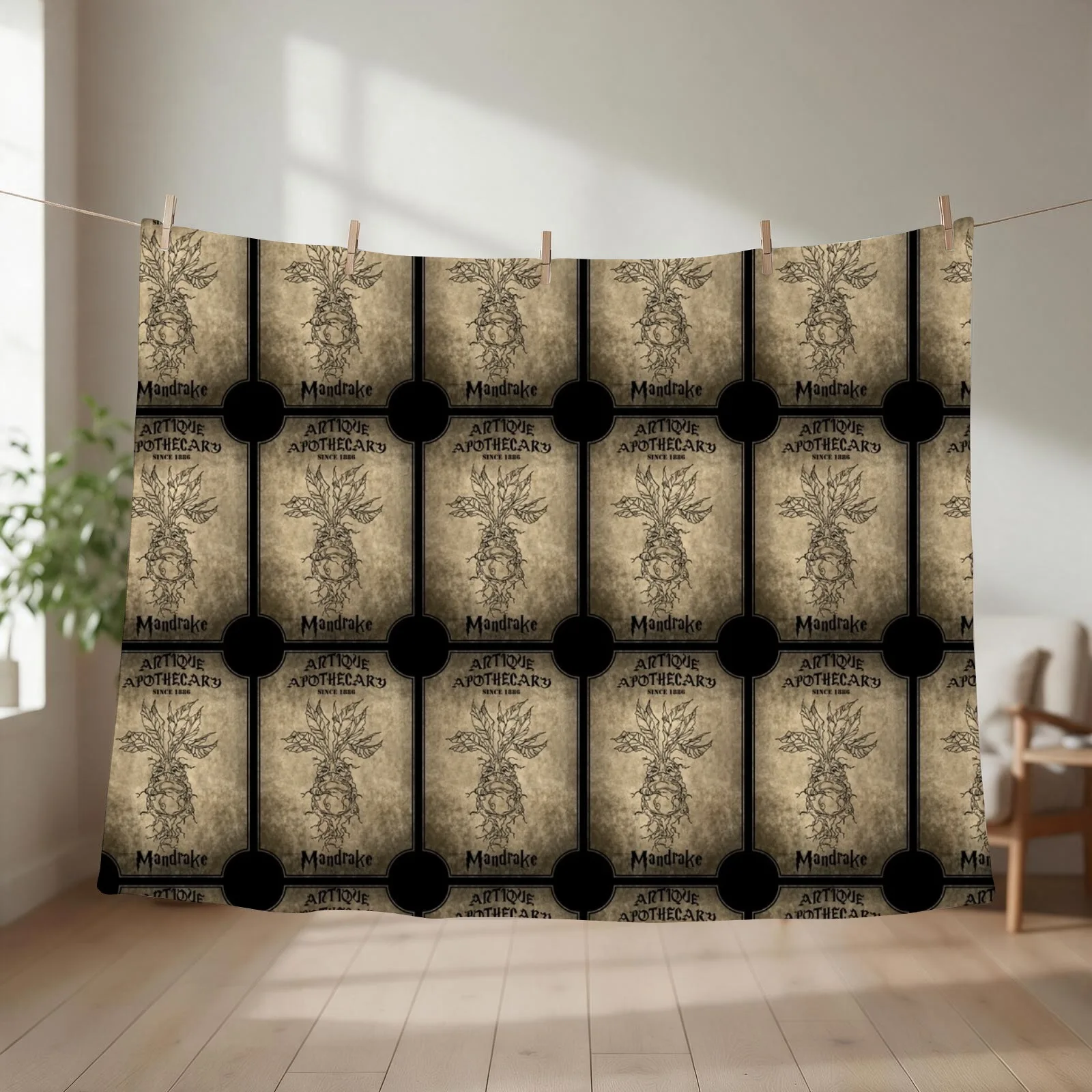 MANDRAKE APOTHECARY LABEL Throw Blanket couch cozy soft plush fuzzy picnic outdoor blanket