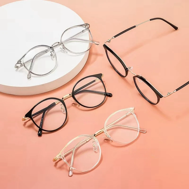 OLLYMURS جديد ريترو مستدير للرجال والنساء إطارات النظارات وصفة طبية بصرية موضة TR90 سبيكة نظارات كبيرة الحجم S22642