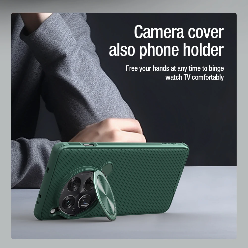 for OnePlus 12 5G Case Nillkin Camshield Prop Camera Protector with Stand Shockproof Back Cover for OnePlus 12 5G