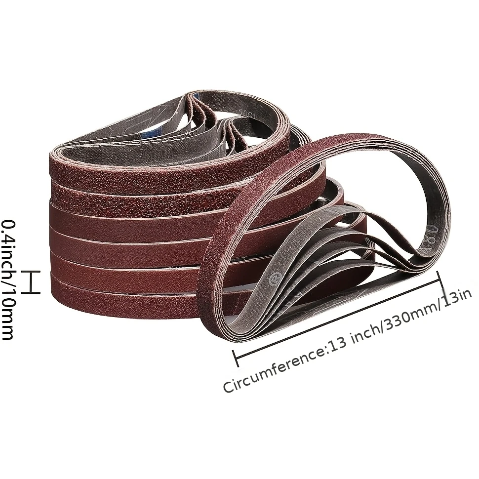 10pcs 330x10mm sanding belts 60-800 grit alumina sand for sanding machine adapters, polishers, and grinding tools