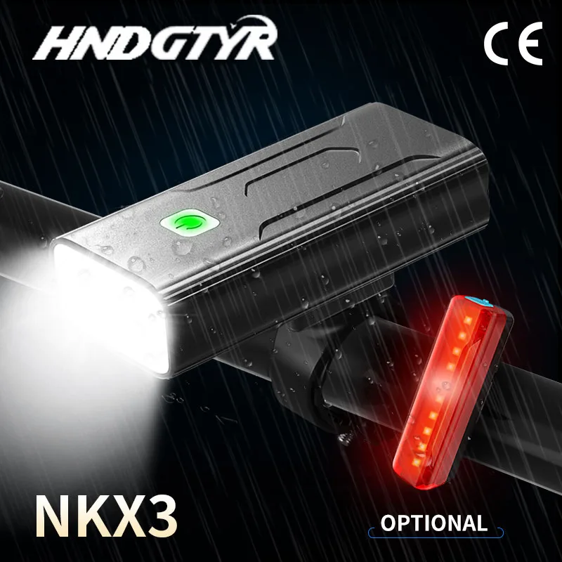 HNDGTYR LED Bicycle Light High Power Flashlight 5200mAh USB Rechargeable Front And Rear Bike Lights Aluminum Alloy MTB Accessory