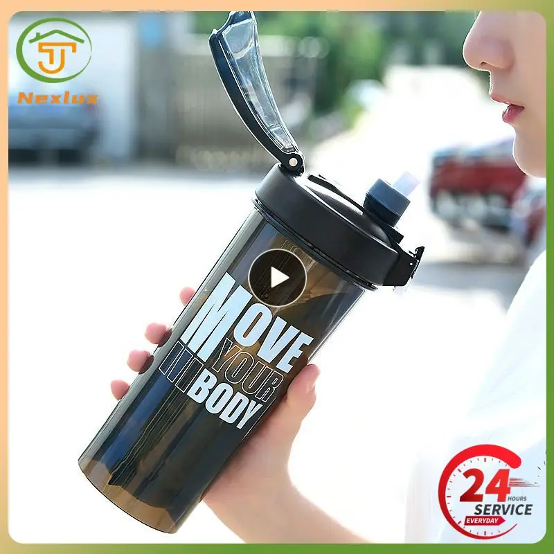 Sport Shaker Bottle 800ML Large Capacity With Straw Shaker Bottle Protein Powder Milkshake Cup Outdoor Portable Plastic Bottle