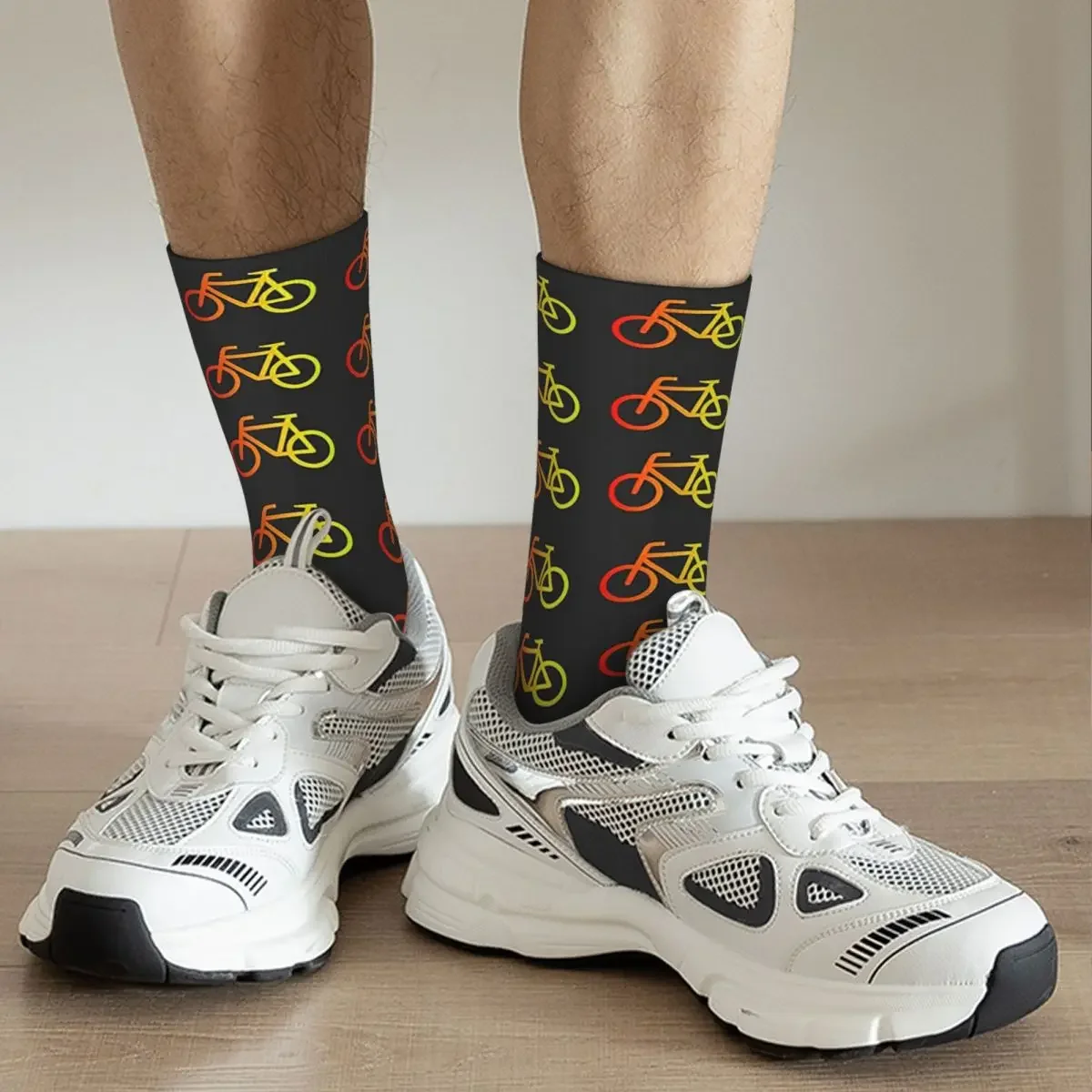 Bike Pattern (Warm Colors) Socks Harajuku High Quality Stockings All Season Long Socks Accessories for Man's Woman's Gifts