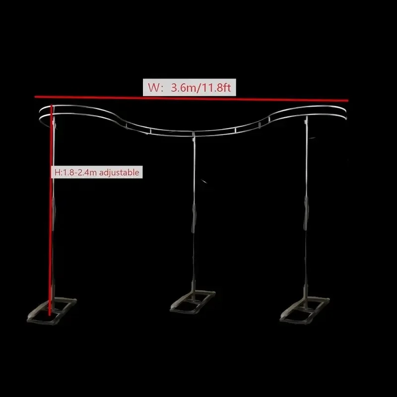 Adjustable Curved Wedding Backdrop Stand Metal S Shape Arch Frame for Draping Curtain Stage Background Party Photo Booth Decor