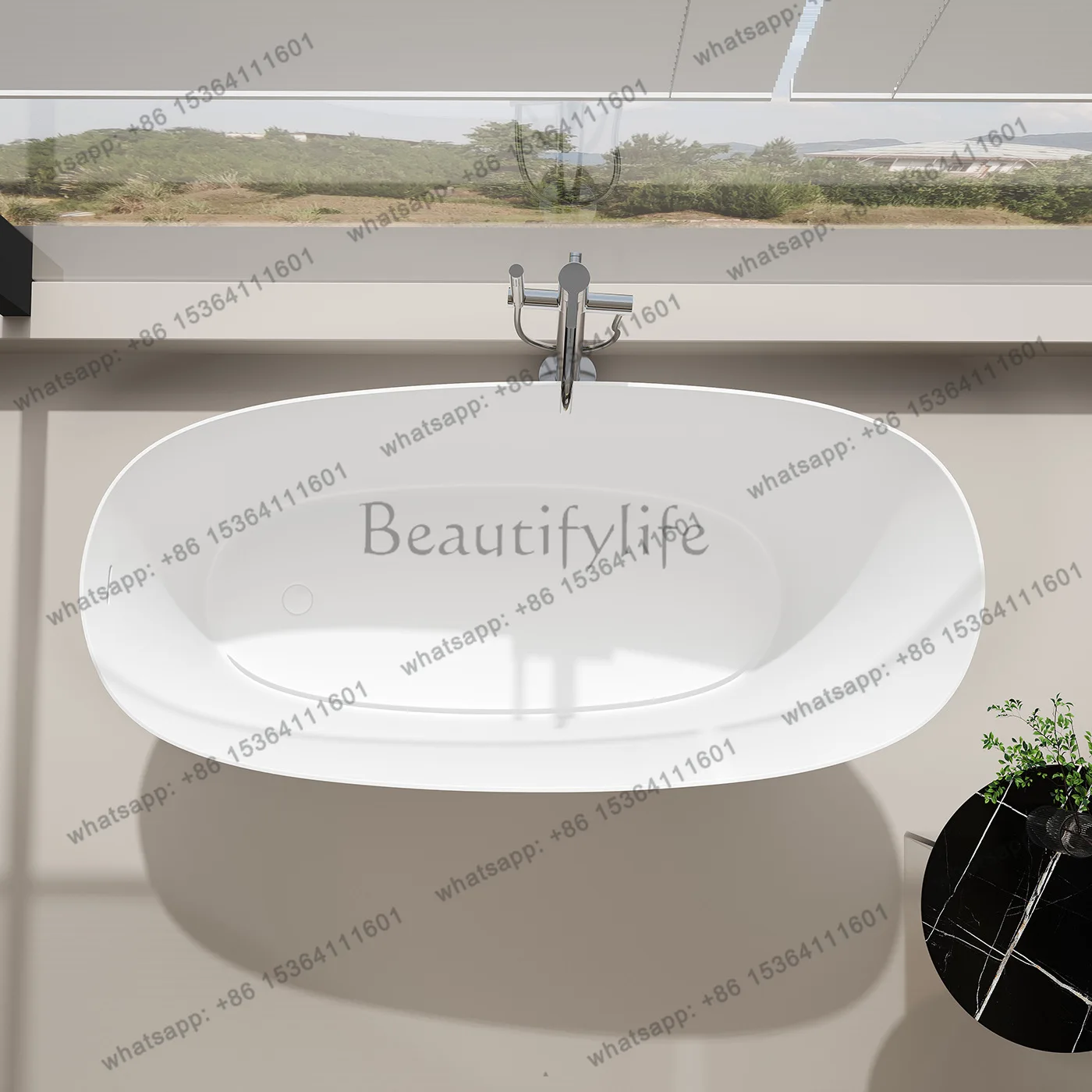 

Irregular large-capacity independent integrated artificial stone bathtub Home hotel B & B