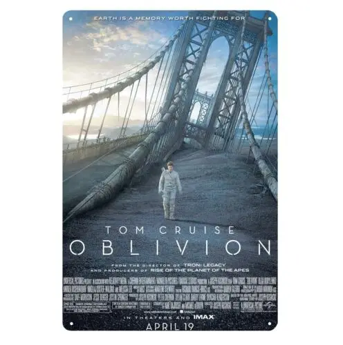 k1,Oblivion Tom Cruise Movie Metal Poster Tin Sign 20x30cm Plaque -aluminum