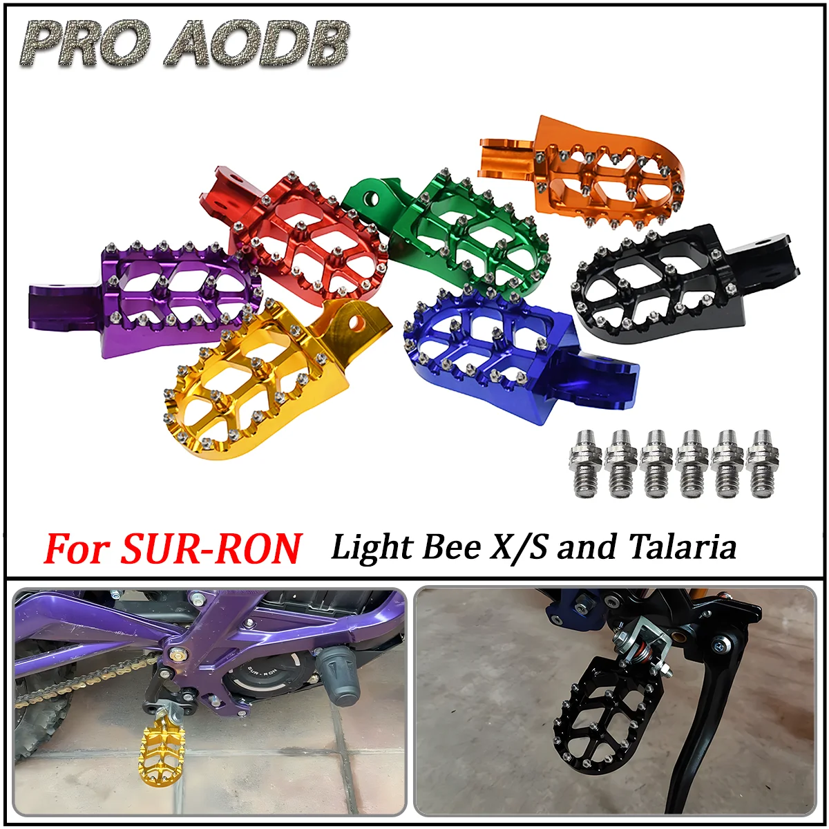 

Motorcycle CNC Footpegs Foot Pegs Rests Pedals For Sur-Ron Surron Sur ron Light Bee S Light Bee X Off-Road Electric Foot Pedals