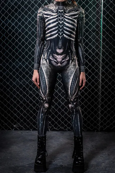 Women Men 3D Print Bodysuit Sexy Fancy Jumpsuit Halloween Cosplay Costume Zipper Zentai Colorful Party Carnival Outfit Bodycon