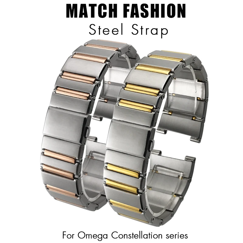 

24mm 17mm High Quality Stainless Steel Watch Strap for Omega 41mm Constellation 131.30.41 Solid Metal Bracelets Men's Women's
