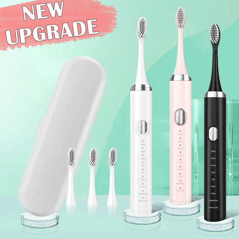 Customized Ipx7 Waterproof Travel Smart Self Cleaning Rechargeable Sonic Electric Toothbrush With Travel Case