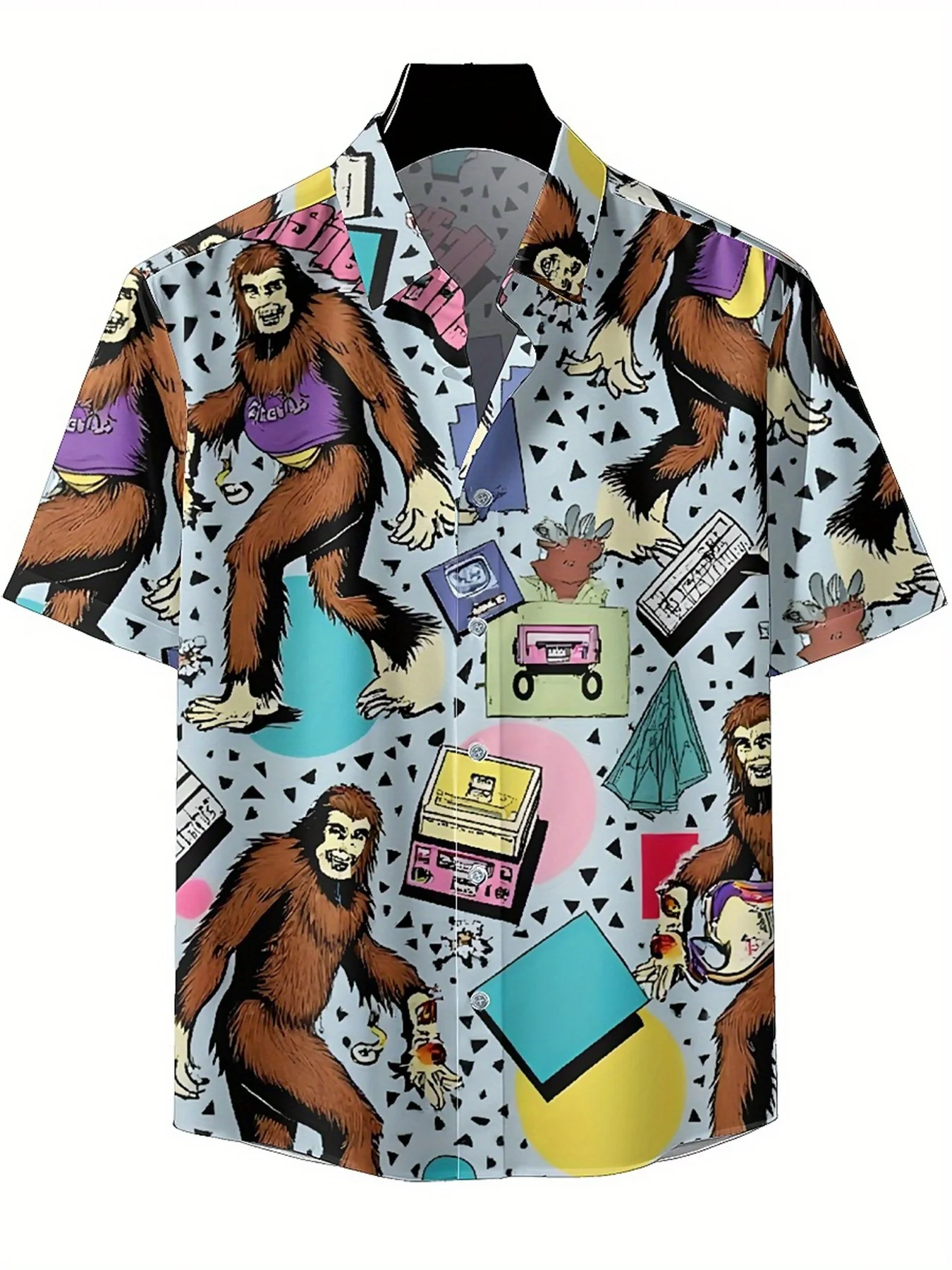Men's Plus Size Hawaiian Shirts Retro Hippie Style Pattern, Button Up Shirts, Unisex Casual Clothing, Summer Tops