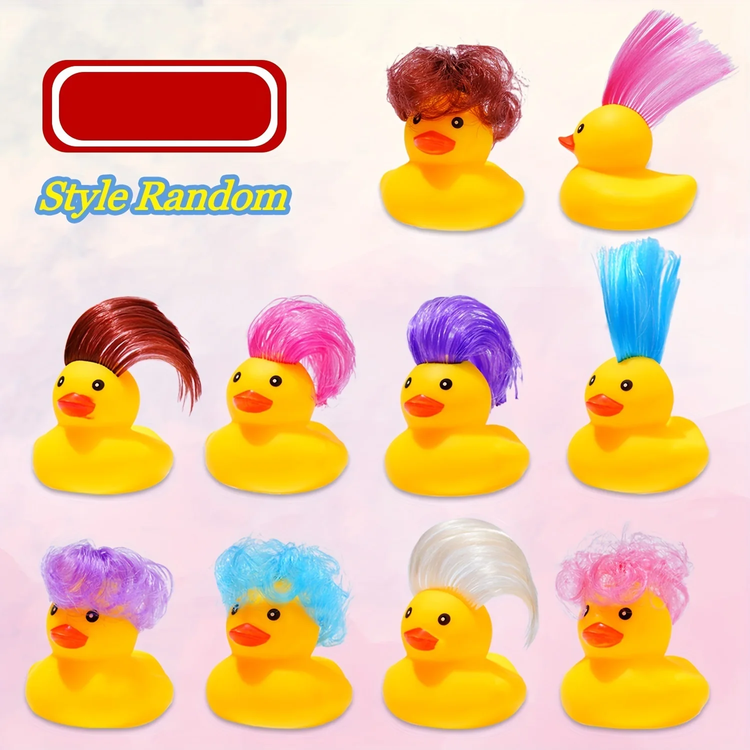 20pcs Rubber Ducks Bath Toys with Wig, Cute and Funny Small Rubber Ducks Bathtub Toys Shower Toys