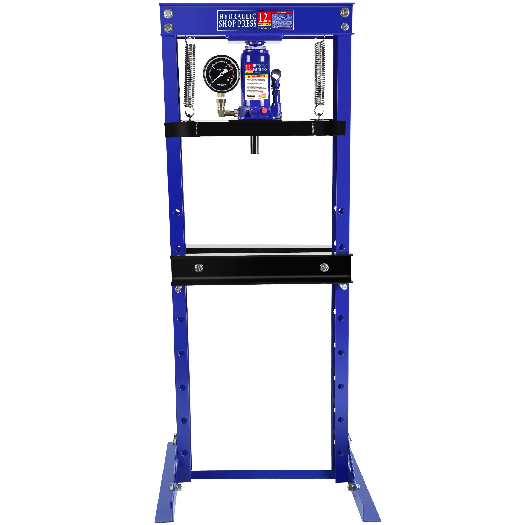 Hydraulic Shop Press, 12 Ton H-Frame Garage Floor Adjustable Shop Press With Plates, Manual Hydraulic Shop Press