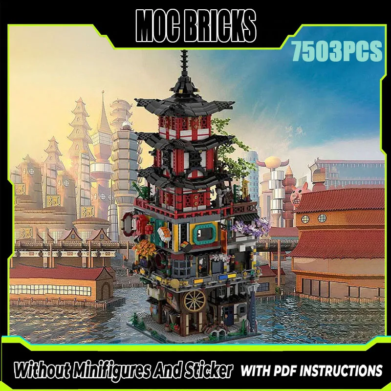 MOC Building Blocks Urban Retro Fantasy Architecture Model Ninja Tower Technology Bricks Toys