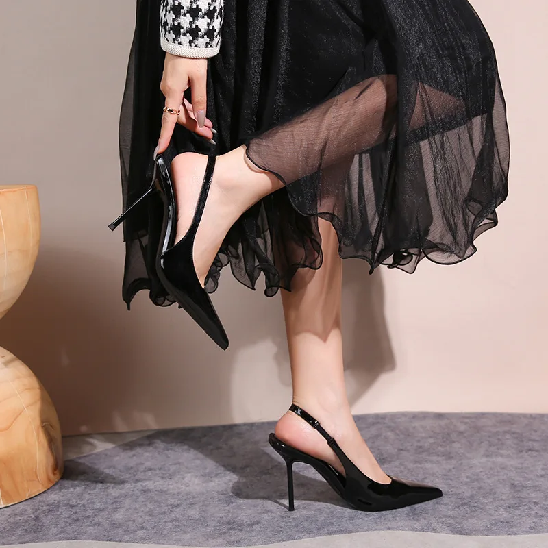 

Летние женские босоножки на тонком каблуке с закрытым носком и открытой пяткой, в европейском стиле, для вечеринок и торжественных мероприятий, модные туфли на высоком каблуке (Tacones)