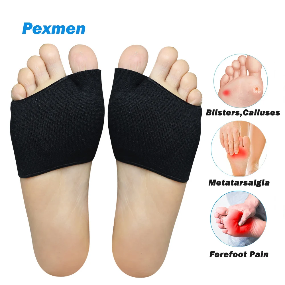 

Pexmen 2/4Pcs Metatarsal Pads Ball of Foot Cushions Gel Sleeves Fabric Pads Soft Socks for Supports Forefoot Pain Relief