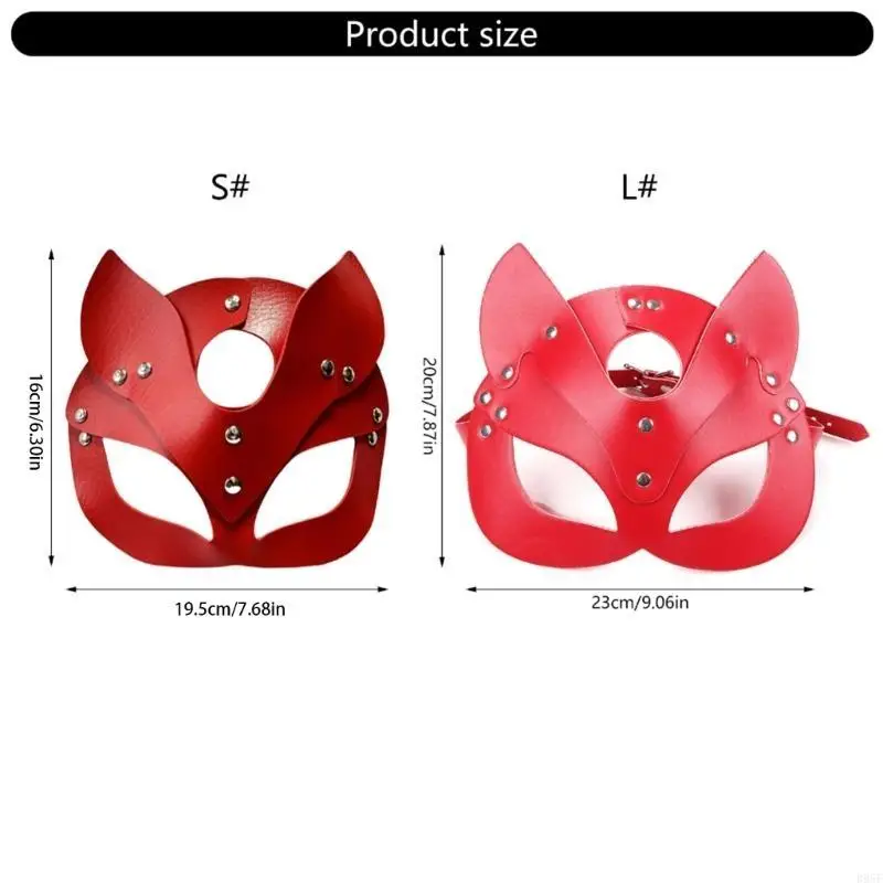 B95F Elegante Catwomen PU Máscara Couro Ajustável Headpiece Para Masquerades Festas Traje Acessório