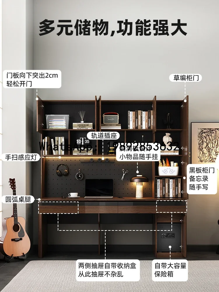 GZ-17 Desk Bookshelf Integrated Table Small Apartment Solid Wood Computer Desk Study Bedroom Learning