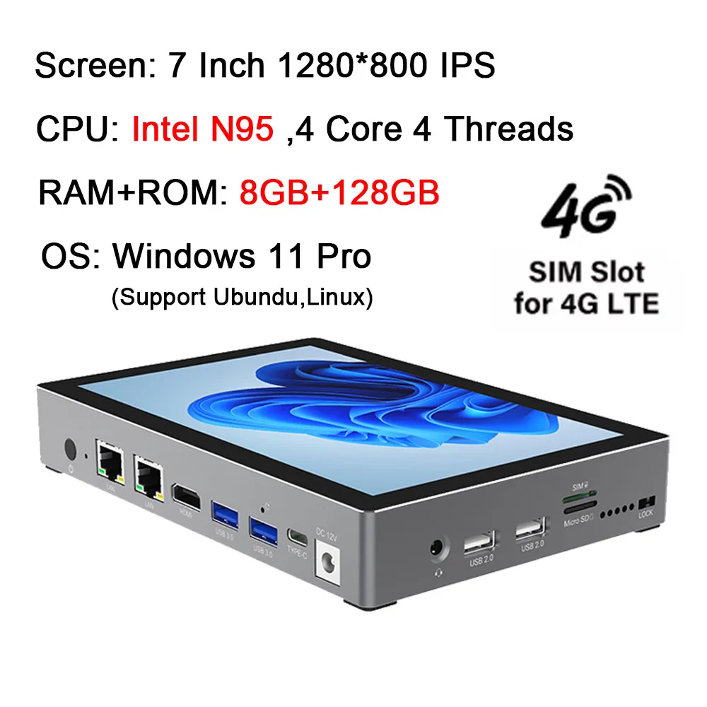 Higole F9B Pro 7'' Mini PC Intel N95 Windows 11 WiFi5 16GB 512GB