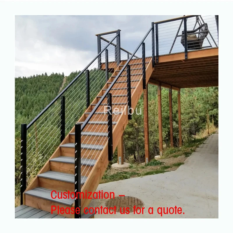 custom.Reilbu Customized Black Modern Stainless Steel Fence Post Exterior Deck Railing Handrail System