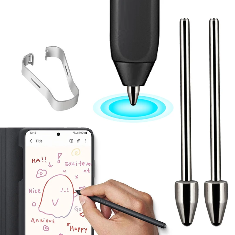 

Сменный наконечник карандаша для Samsung Galaxy S Pen Tab S9 S23, металлический запасной наконечник из титанового сплава с набором для удаления пинцета