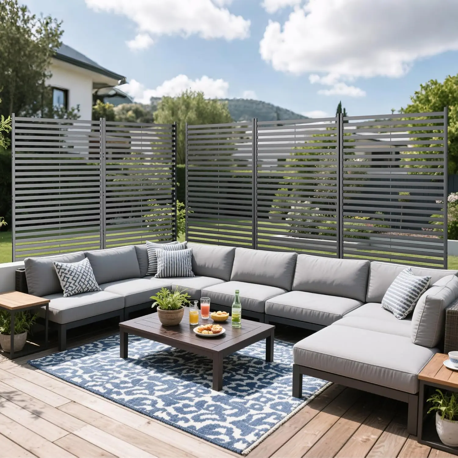 Metal Outdoor Privacy Screen Freestanding 72