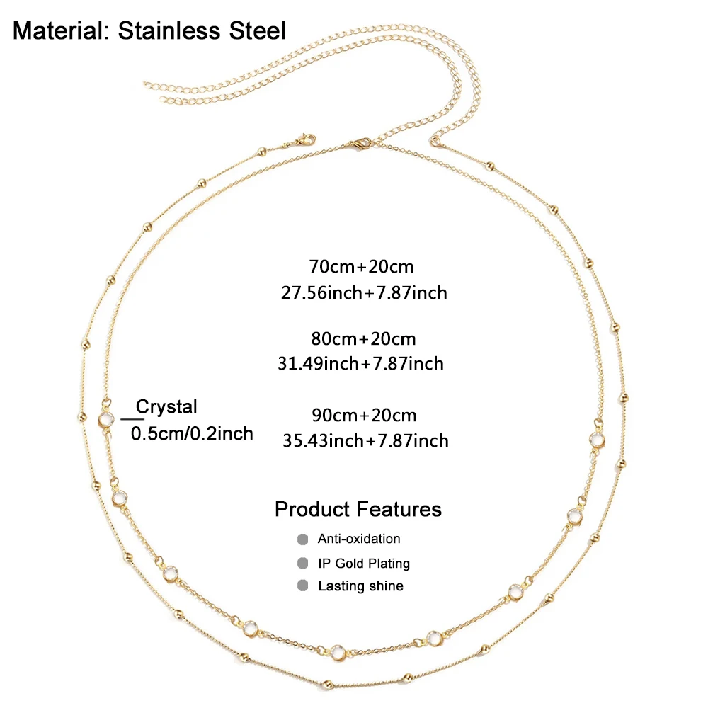 MinaMaMa 2022 New Stainless Steel Bikini Jewelry Crystal Waist Chain Belly Chain For Women Girls Minimalist Sexy Body Accesorios