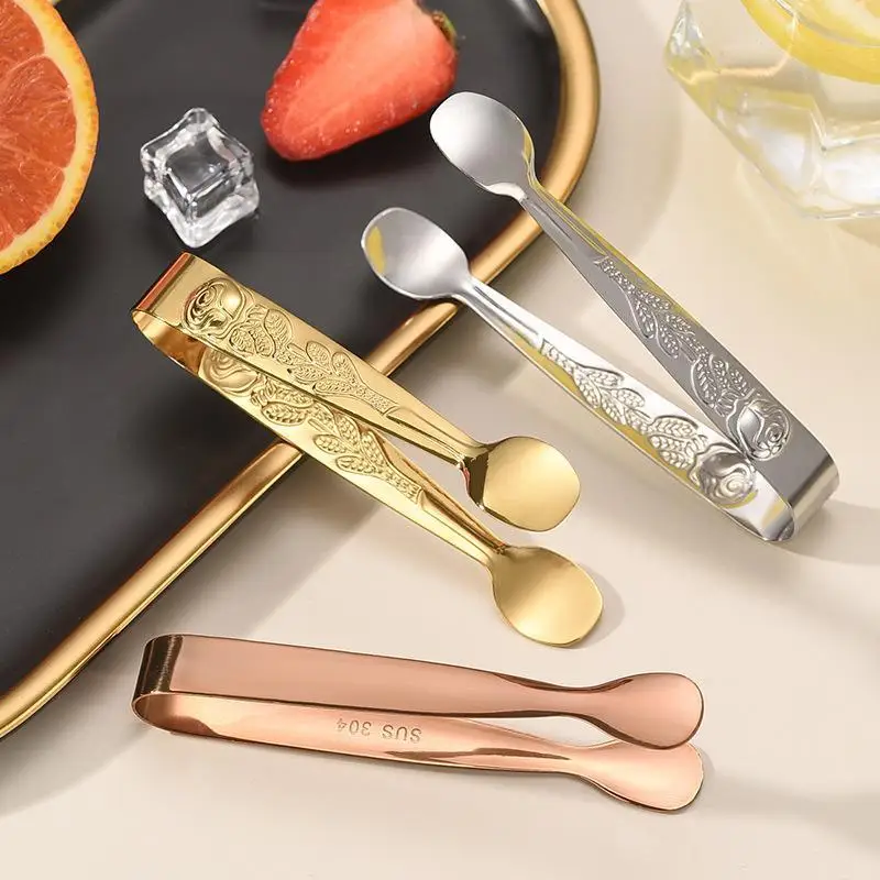【MA】1Pcs 304 Stainless Steel IceClip, High Aesthetic Household SmallClip, Square Sugar Clip, Snack Clip,Bar Ice Clip