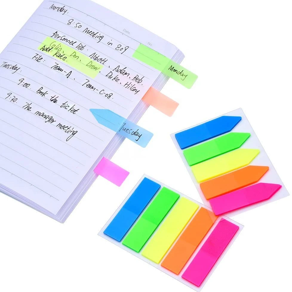 100 Sheets Fluorescence Self Adhesive Memo Pad Sticky Notes Bookmark Marker Memo Sticker Paper Student School Office Supplies