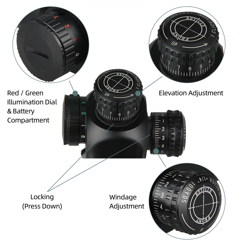 Venta al por mayor de fábrica en Stock 2.5-10X26FFP IR táctico Lpvo alcance para caza telescopio óptico vista