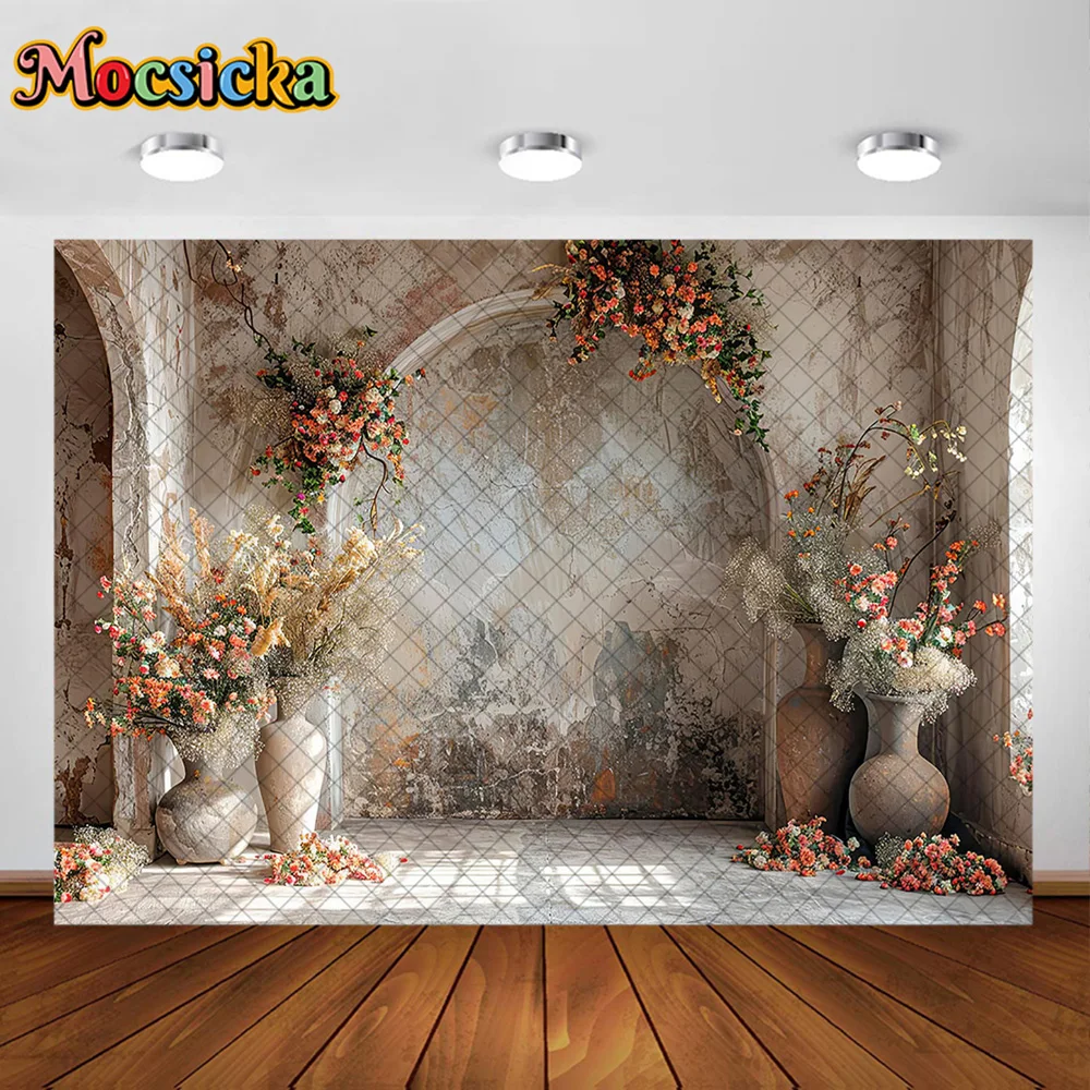 Mocsicka التصوير خلفية بوهو زهرة زهرية قوس الديكور خلفية الكبار المرأة الحامل صورة استوديو الصور الدعامة راية